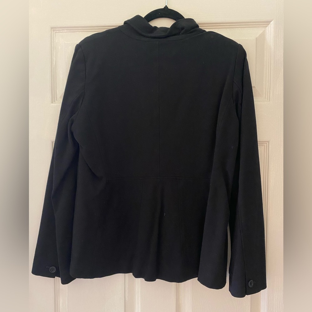 Eileen Fisher Black Silk Blend Lined Blazer Jacket Minimalist Size Women’s Large - Picture 2 of 4